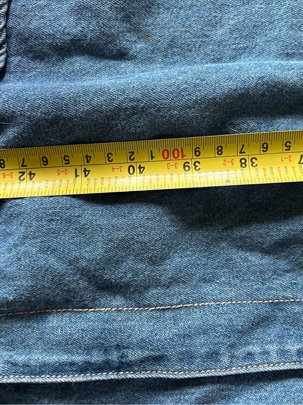 Vintage-Blue Denim Button-Front Dress w. Pockets - Picture 9 of 9